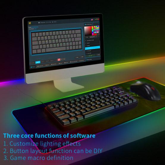 GK64 White – RGB Mechanical Keyboard with Gateron Blue Key Switches