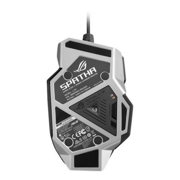Asus ROG Spatha Ergonomic Wired/Wireless MMO Gaming Mouse (8200 DPI, Laser Sensor, Omron Switches, Aura RGB Lighting)