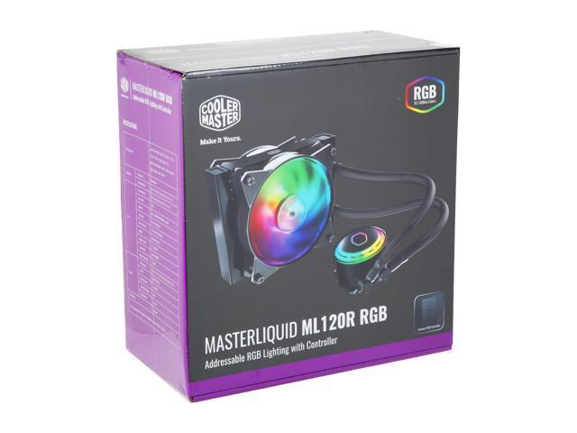 Cooler Master MasterLiquid ML120R ARGB Close-Loop AIO CPU Liquid Cooler, 120 Radiator, Dual Chamber Pump, Addressable RGB Lighting , MF120R Fans for AMD Ryzen/Intel LGA1200/1151