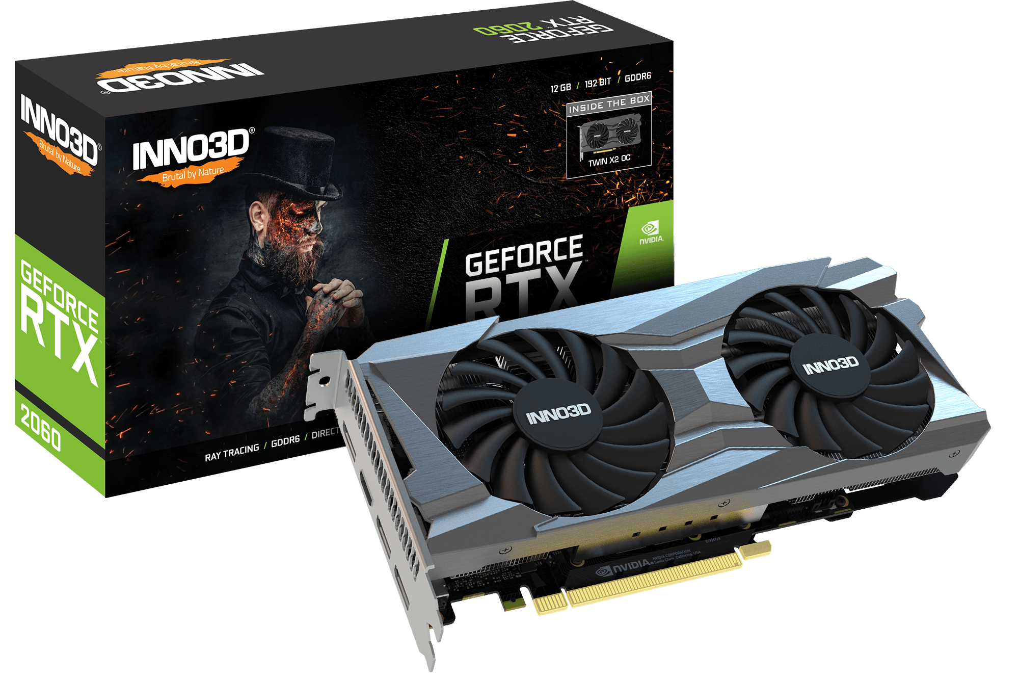 Inno3d GeForce RTX 2060 12GB Twin X2 OC 192-Bit GDDR6 DirectX 12 12G PCI Express 3.0 x16 HDCP Ready Video Gaming Graphics Card