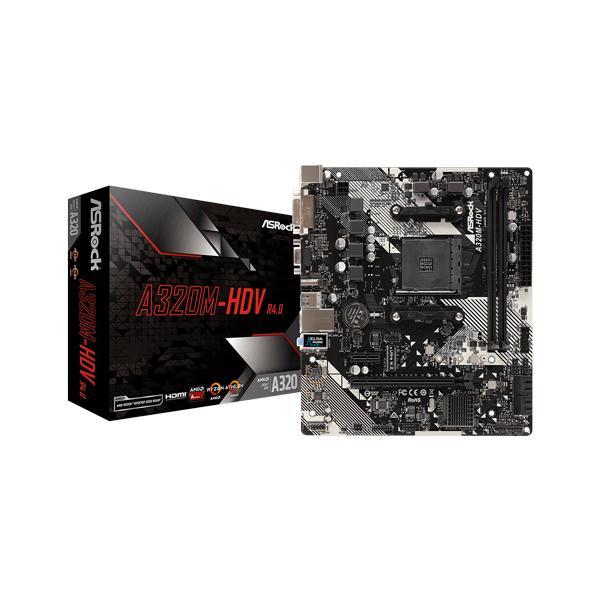 ASRock A320M-HDV R4.0 Motherboard (AMD Socket AM4/Ryzen Series CPU/Max 32GB DDR4 3200MHz Memory)