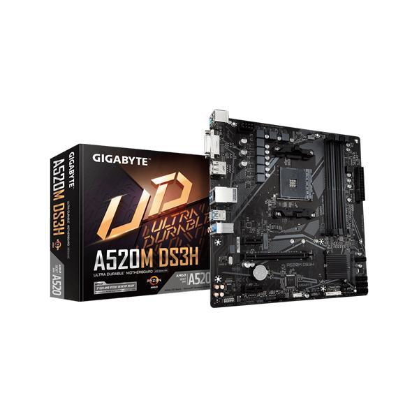 Gigabyte A520M DS3H AM4 AMD A520M Micro-ATX Motherboard with Dual M.2, SATA 6Gb/s, USB 3.2 Gen 1, PCIe 4.0
