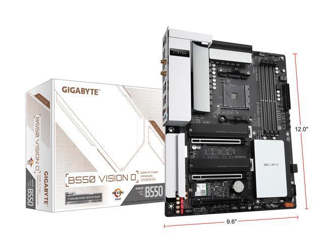 Gigabyte B550 VISION D AM4 AMD B550 ATX Motherboard with Dual M.2, SATA 6Gb/s, USB 3.2 Type-C with Thunderbolt 3, WIFI 6, Dual Intel GbE LAN, PCIe 4.0