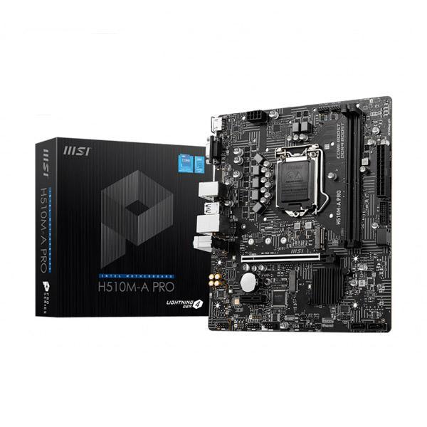 MSI H510M-A PRO Motherboard, Micro-ATX - Supports Intel Core 11th Gen Processors, LGA 1200-2 x DIMMs (3200MHz), 1 x PCIe 4.0 x16, 1 x M.2 Gen3, USB 3.2 Gen1, 1G LAN, HDMI