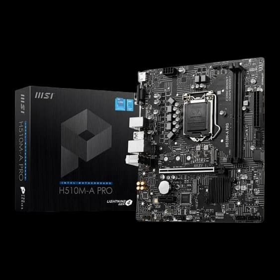 MSI H510M-A PRO Motherboard, Micro-ATX - Supports Intel Core 11th Gen Processors, LGA 1200-2 x DIMMs (3200MHz), 1 x PCIe 4.0 x16, 1 x M.2 Gen3, USB 3.2 Gen1, 1G LAN, HDMI
