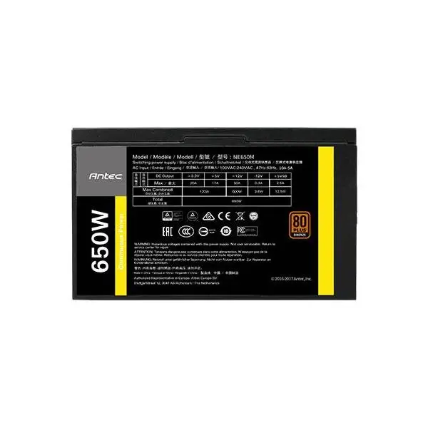 Antec NE650M V2 SMPS - 650 Watt 80 Plus Bronze Certification Neo Eco Semi Modular PSU With Active PFC