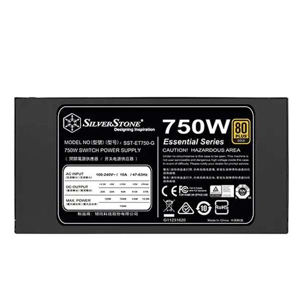 SilverStone ET750-G SMPS - 750 Watt 80 Plus Gold Certification PSU With Active PFC