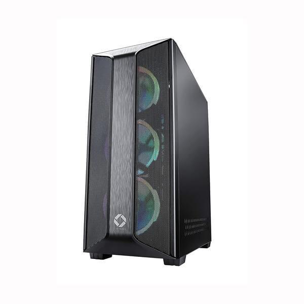 Chiptronex GX2000 RGB (ATX) Mid Tower Cabinet With Transparent Side Panel And RGB Controller (Black)