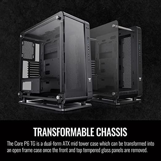 Thermaltake The Core P6 TG Black Edition transformable ATX Mid Tower Fully Modular Computer Case with Tt LCS Certification CA-1V2-00M1WN-00