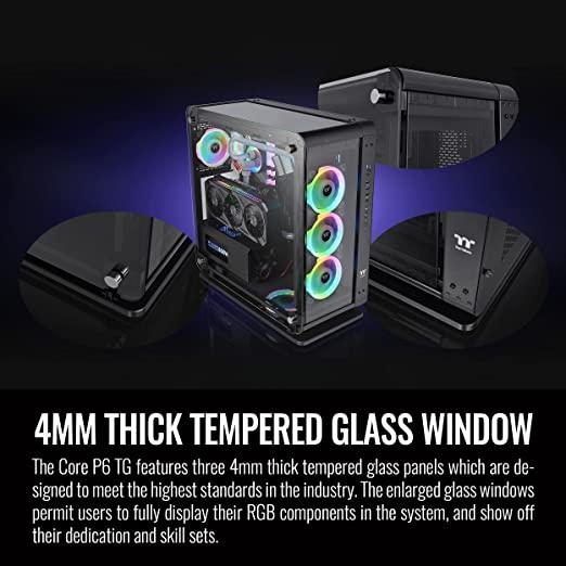 Thermaltake The Core P6 TG Black Edition transformable ATX Mid Tower Fully Modular Computer Case with Tt LCS Certification CA-1V2-00M1WN-00