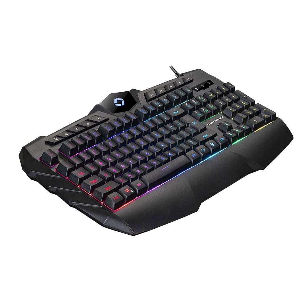 Chiptronex Kranos RGB Backlit Gaming Keyboard LED 104 Keys USB Ergonomic Wrist Rest Keyboard 10 Multimedia Keys 7 RGB Color Modes