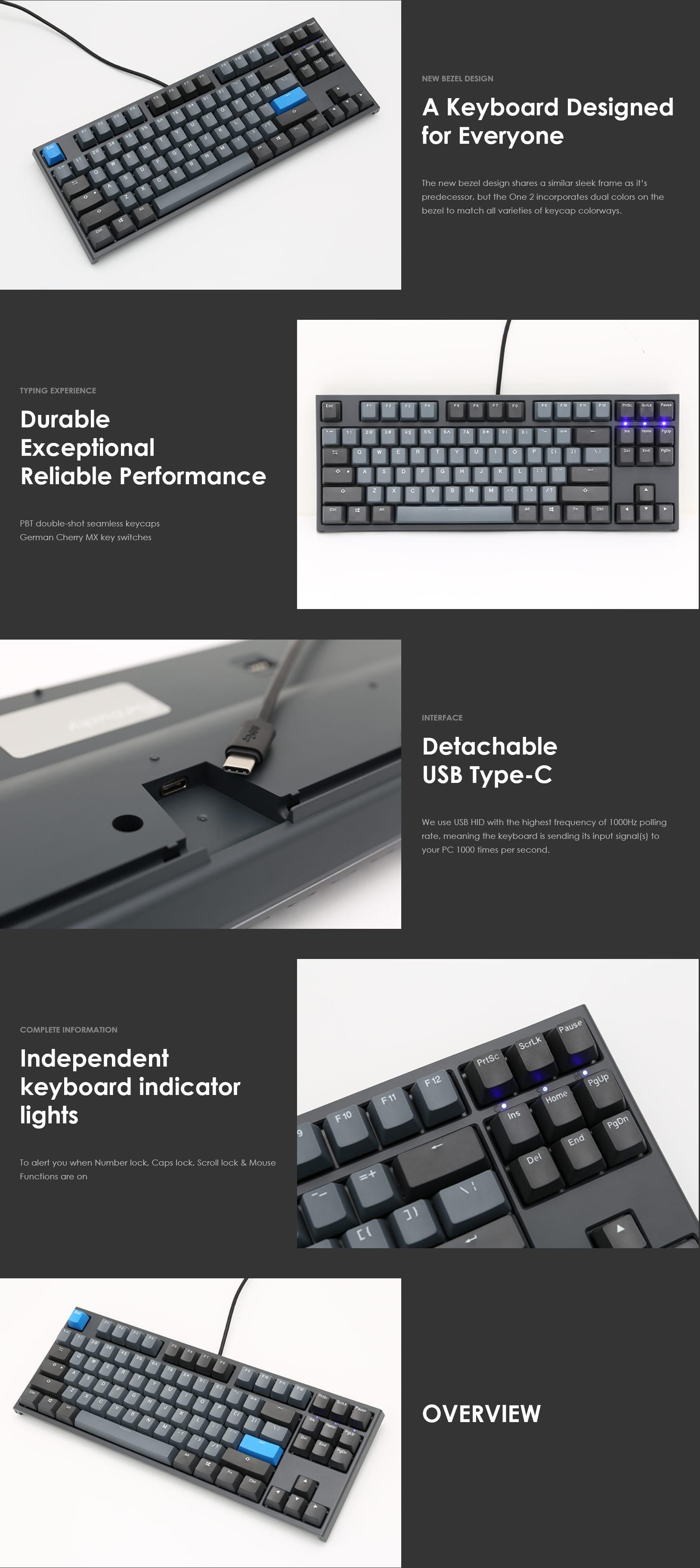 Ducky One 2 Skyline TKL Mechanical Keyboard with Cherry MX Blue Key Switches