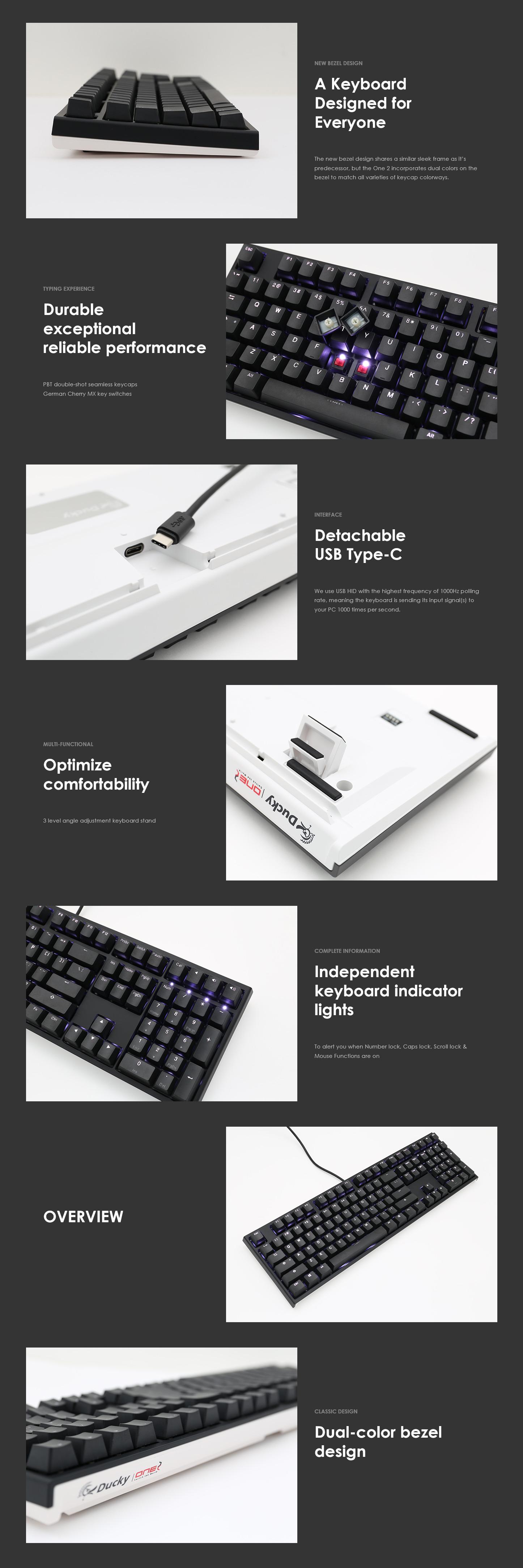 Ducky One 2 TKL Backlit Black Mechanical Keyboard with Cherry MX Red Key Switches