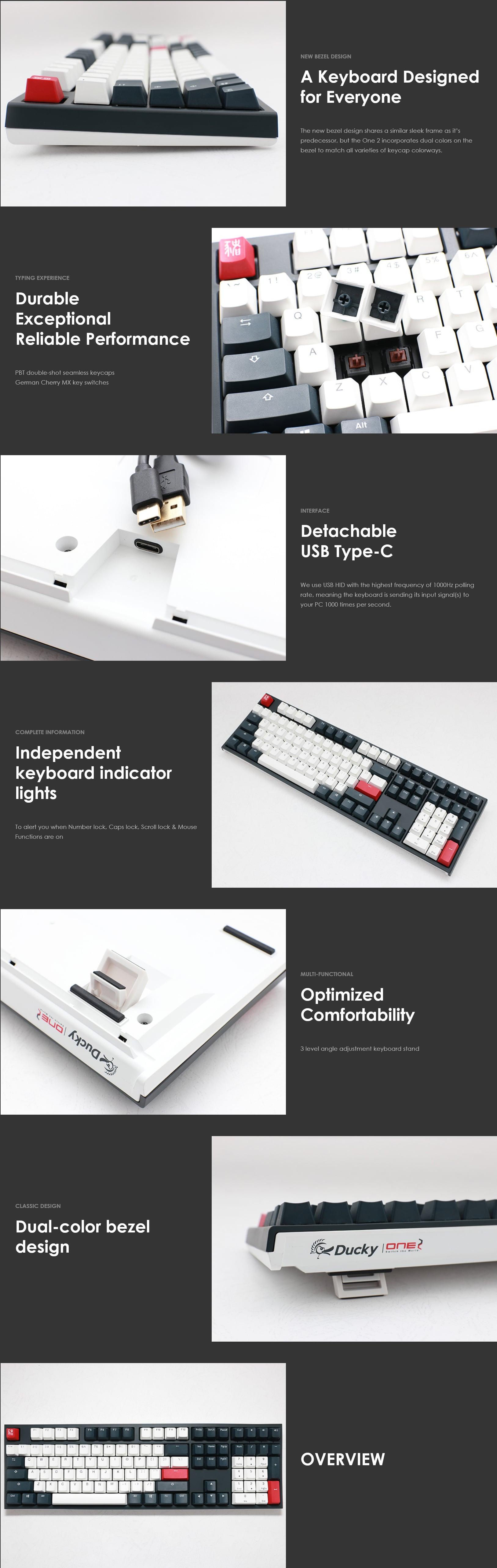 Ducky One 2 Tuxedo Mechanical Keyboard with Cherry MX Brown Key Switches