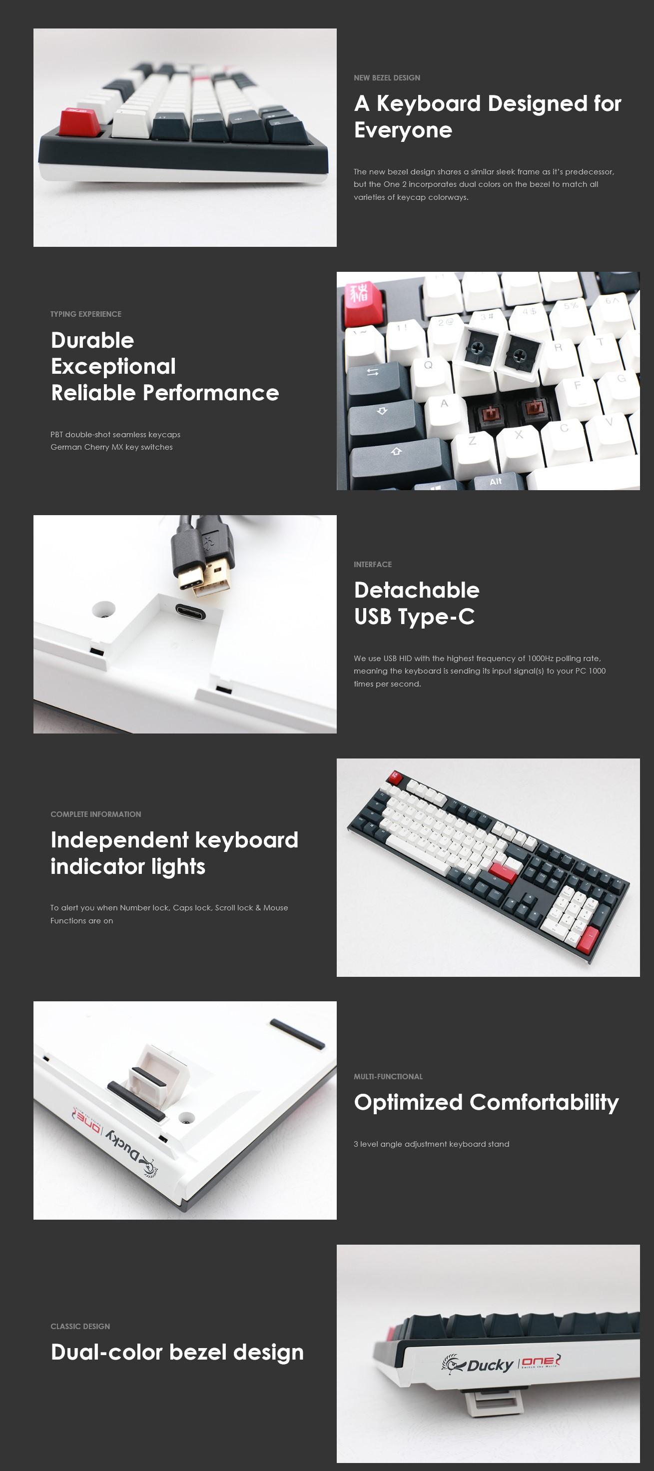 Ducky One 2 Tuxedo TKL Mechanical Keyboard with Cherry MX Blue Key Switches