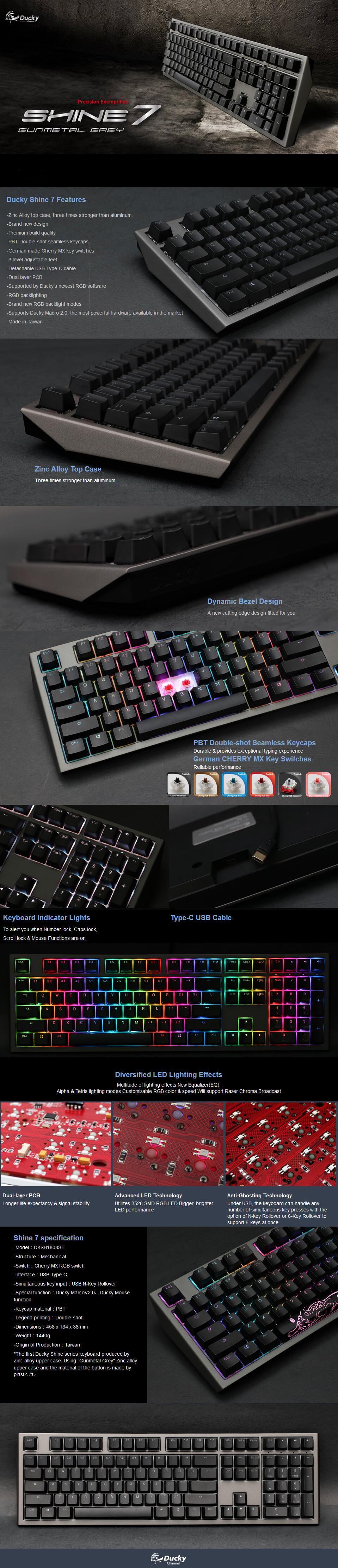 Ducky Shine 7 Mechanical Keyboard with Cherry MX Brown Switches