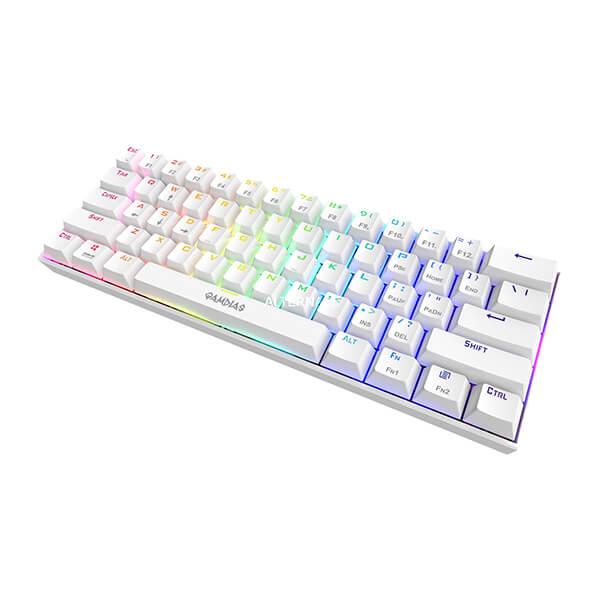 Gamdias Hermes E3 RGB Mechanical Gaming Keyboard Blue Switch with 19 Built-in Lighting Effects Certified Optical Switches (White)