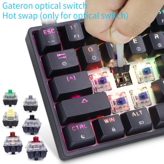SK64 White – RGB Mechanical Keyboard with Gateron Optical Blue Key Switches