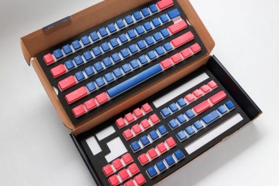 Ducky Blue and Red Pudding Keycaps