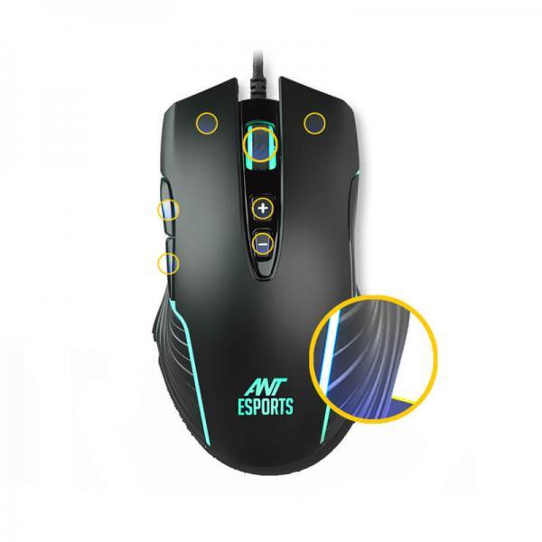 Ant Esports GM500 RGB Wired Gaming Mouse (4000 DPI, Avago ADNS 3050 Sensor, RGB Lighting, 1000Hz Polling Rate)
