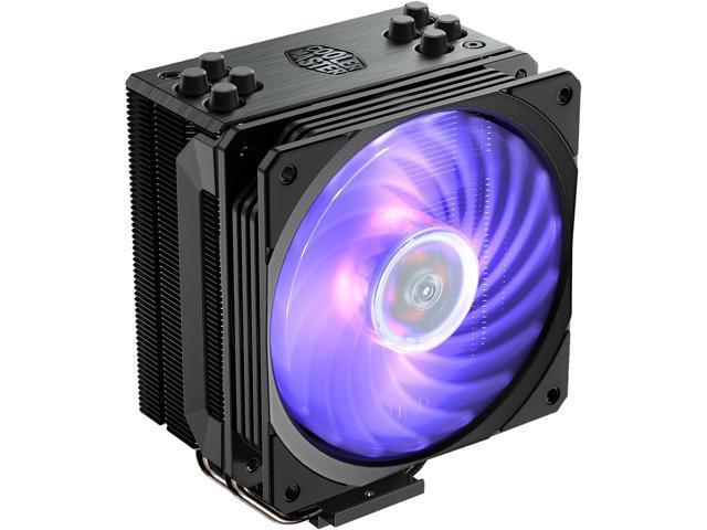 Cooler Master Hyper 212 RGB Black Edition CPU Air Cooler, SF120R RGB Fan, 4 CD 2.0 Heatpipes, Anodized Gun-Metal Black, Brushed Nickel Fins, RGB Lighting for AMD Ryzen/Intel LGA1200/1151