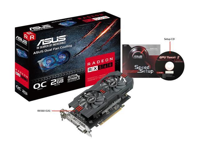 Asus Radeon RX 560 2GB OC Edition GDDR5 DP HDMI DVI AMD Graphics Card (RX560-O2G)