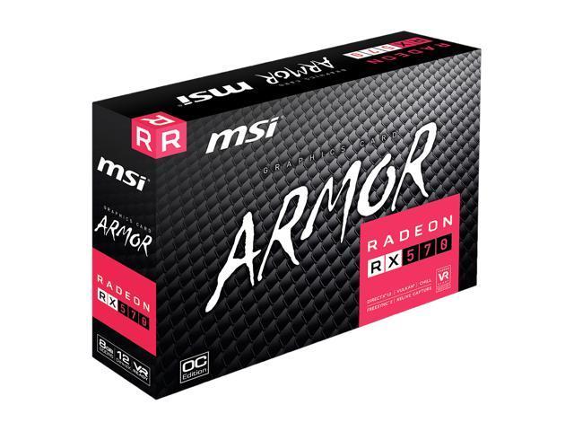 MSI Radeon RX 570 DirectX 12 RX 570 ARMOR 8G OC 8GB 256-Bit GDDR5 PCI Express x16 HDCP Ready CrossFireX Support ATX Video Card