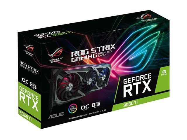 Asus ROG STRIX GeForce RTX 3060 Ti DirectX 12 ROG-STRIX-RTX3060TI-O8G-GAMING 8GB 256-Bit GDDR6 PCI Express 4.0 HDCP Ready Video Card