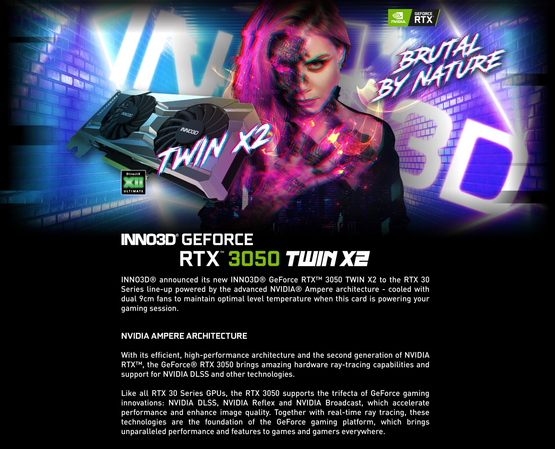 Inno3d GeForce RTX 3050 Twin X2 8GB GDDR6 128-bit Graphics Card