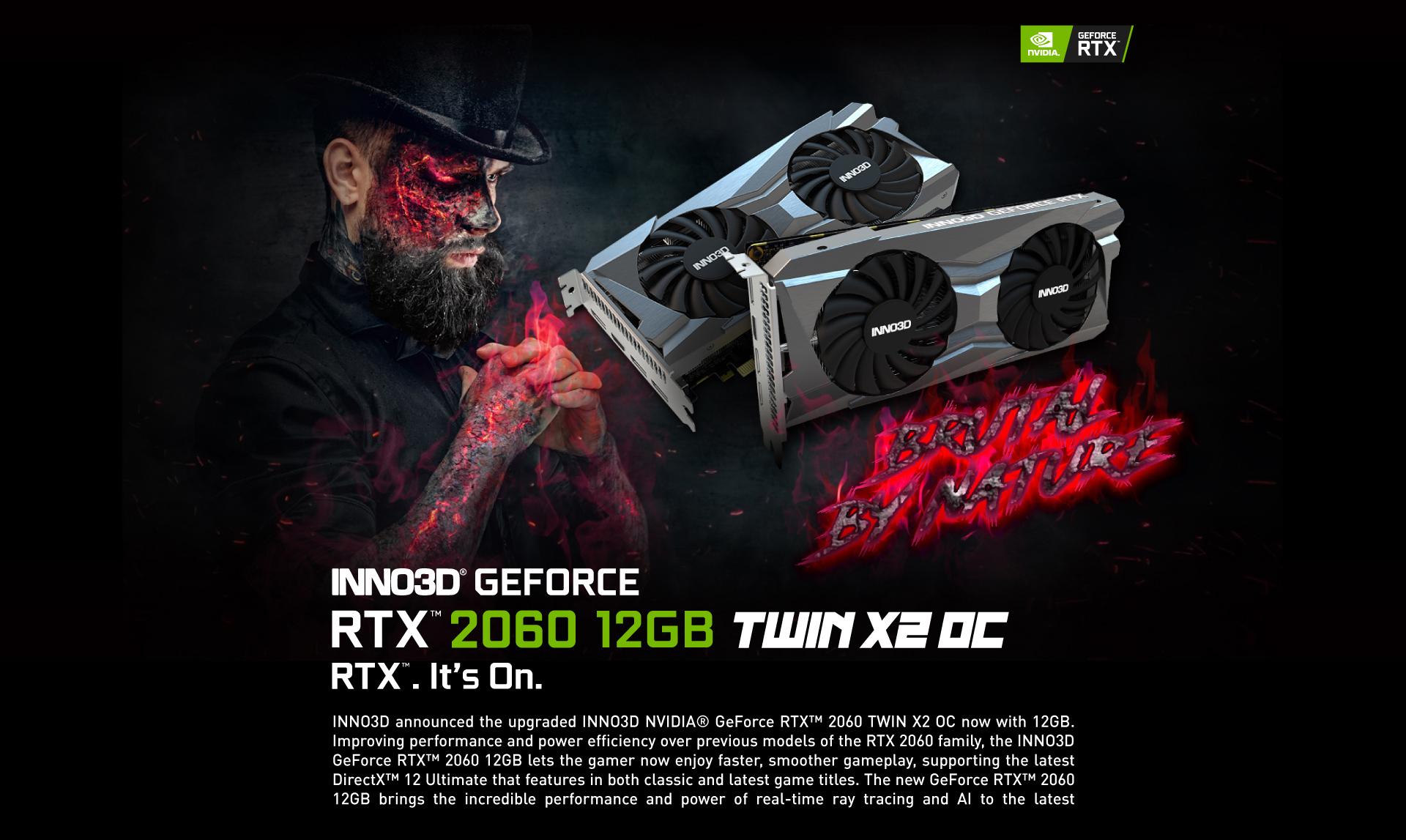 Inno3d GeForce RTX 2060 12GB Twin X2 OC 192-Bit GDDR6 DirectX 12 12G PCI Express 3.0 x16 HDCP Ready Video Gaming Graphics Card