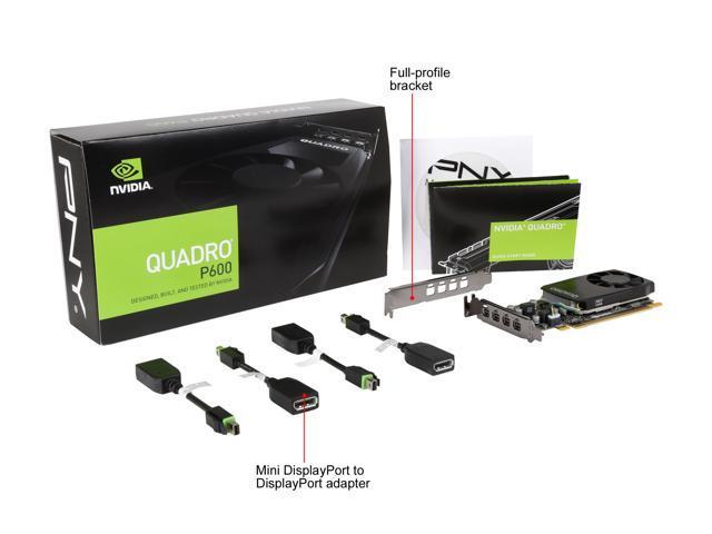 PNY Quadro P600 VCQP600-PB 2GB 128-bit GDDR5 PCI Express 3.0 x16 Low Profile Video Cards - Workstation
