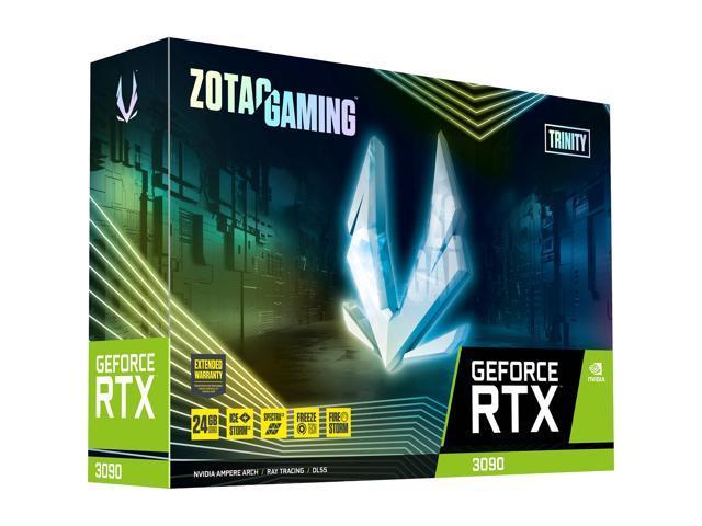Zotac GAMING GeForce RTX 3090 Trinity 24GB GDDR6X 384-bit 19.5 Gbps PCIE 4.0 Gaming Graphics Card, IceStorm 2.0 Advanced Cooling, SPECTRA 2.0 RGB Lighting, ZT-A30900D-10P