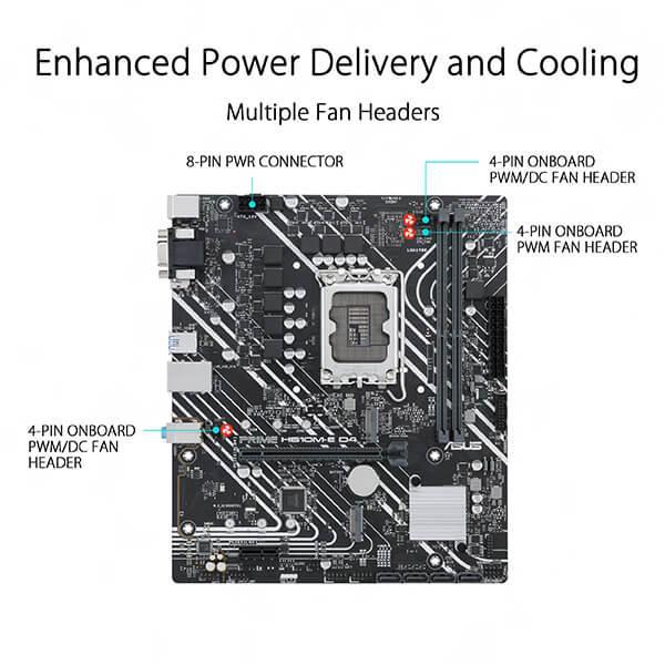 Asus Prime H610M-E D4 Motherboard Intel Socket 1700/12th Generation Core Series CPU/Max 64GB DDR4 3200MHz Memory