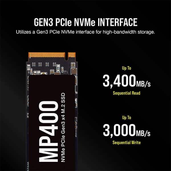 Corsair MP400 2TB Gen3 PCIe x 4 M.2 NVMe SSD (CSSD-F2000GBMP400)