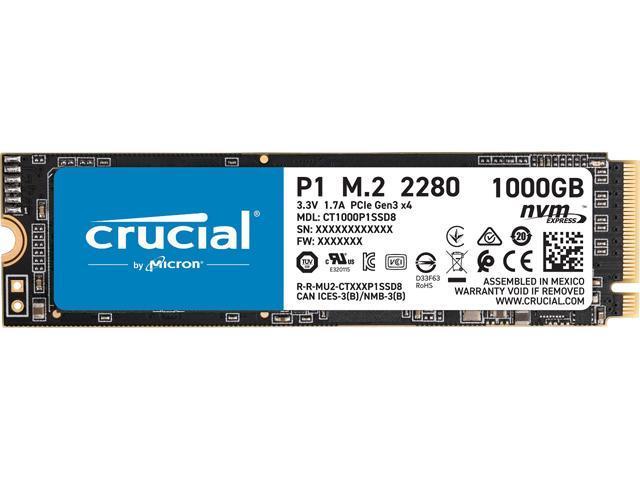 Crucial P1 1TB 3D NAND NVMe PCIe Internal SSD, up to 2000 MB/s - CT1000P1SSD8
