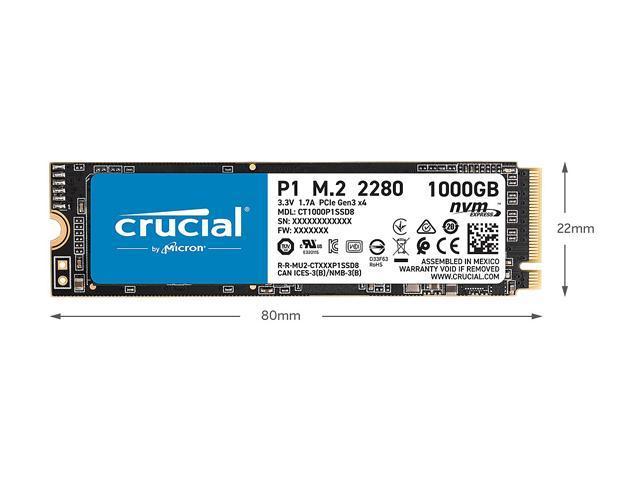 Crucial P1 500GB 3D NAND NVMe PCIe Internal SSD, up to 1900 MB/s - CT500P1SSD8