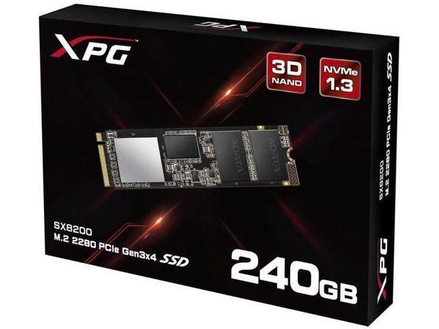 Adata XPG SX8200 PCIe NVMe Gen3x4 M.2 2280 240GB SSD (ASX8200NP-240GT-C) w/ Black XPG Heatsink