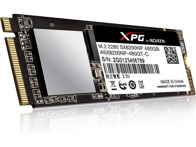 Adata XPG SX8200 PCIe NVMe Gen3x4 M.2 2280 480GB SSD (ASX8200NP-480GT-C) w/ Black XPG Heatsink
