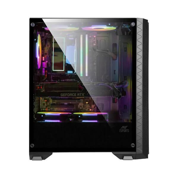 Ant Esports ICE-311MT Mid-Tower ATX Computer Case I Gaming Cabinet Black Support ATX/Micro-ATX/ITX Motherboard with 3 x 120 mm ARGB Front Fans and 1 x 120 mm Rear Fan Pre-Installed