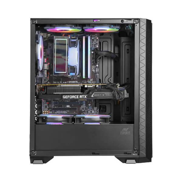 Ant Esports ICE-311MT Mid-Tower ATX Computer Case I Gaming Cabinet Black Support ATX/Micro-ATX/ITX Motherboard with 3 x 120 mm ARGB Front Fans and 1 x 120 mm Rear Fan Pre-Installed
