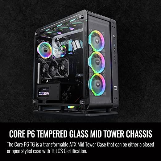 Thermaltake The Core P6 TG Black Edition transformable ATX Mid Tower Fully Modular Computer Case with Tt LCS Certification CA-1V2-00M1WN-00