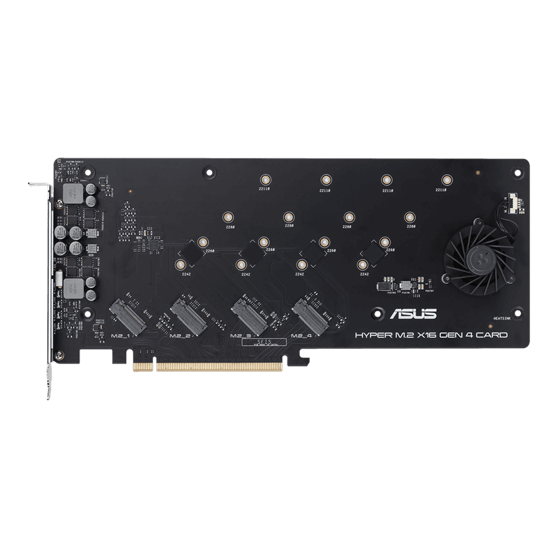 ASUS Hyper Gen4 M.2 X16 PCIe 4.0 X4 Expansion Card Supports 4 NVMe M.2 up to 256Gbps for AMD 3rd Ryzen sTRX40, AM4 Socket and Intel VROC NVMe Raid